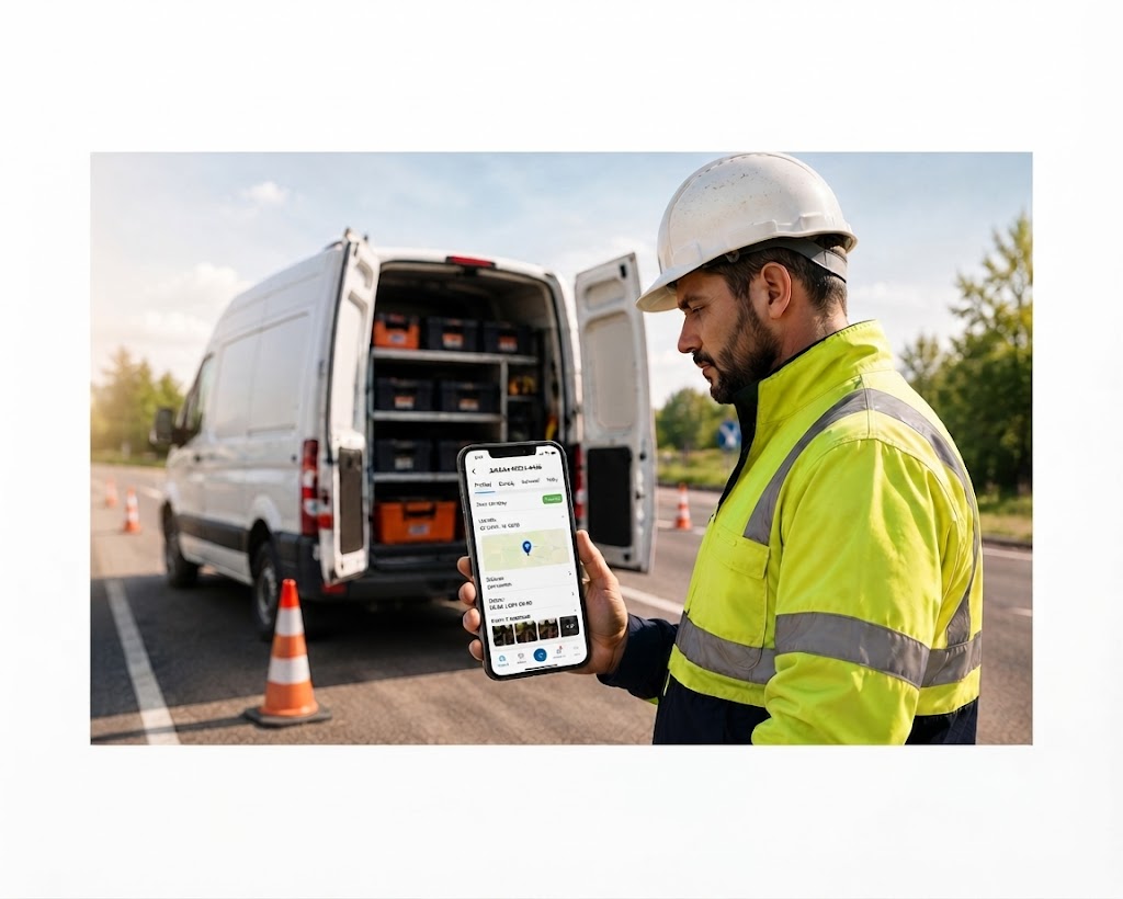 Field technician using Flowterra on mobile